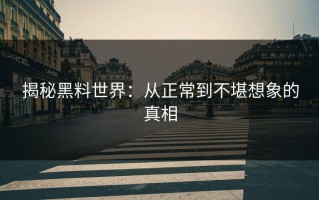 揭秘黑料世界：从正常到不堪想象的真相