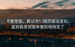 不是夸张，我以为91网页版没变化，直到我发现版本差别悄悄变了