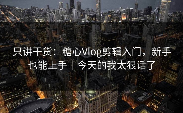 只讲干货：糖心Vlog剪辑入门，新手也能上手｜今天的我太狠话了