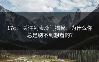 17c： 关注列表冷门揭秘：为什么你总是刷不到想看的？