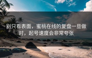 别只看表面，蜜桃在线的复盘一旦做对，起号速度会非常夸张