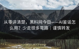 从零讲清楚，黑料网今日——AI鉴谣怎么用？少走很多弯路｜谨慎转发